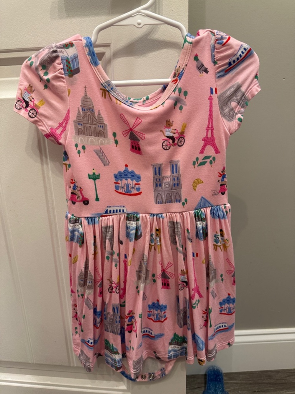 Little Sleepies Pink Paris Print Short Sleeve Dress
